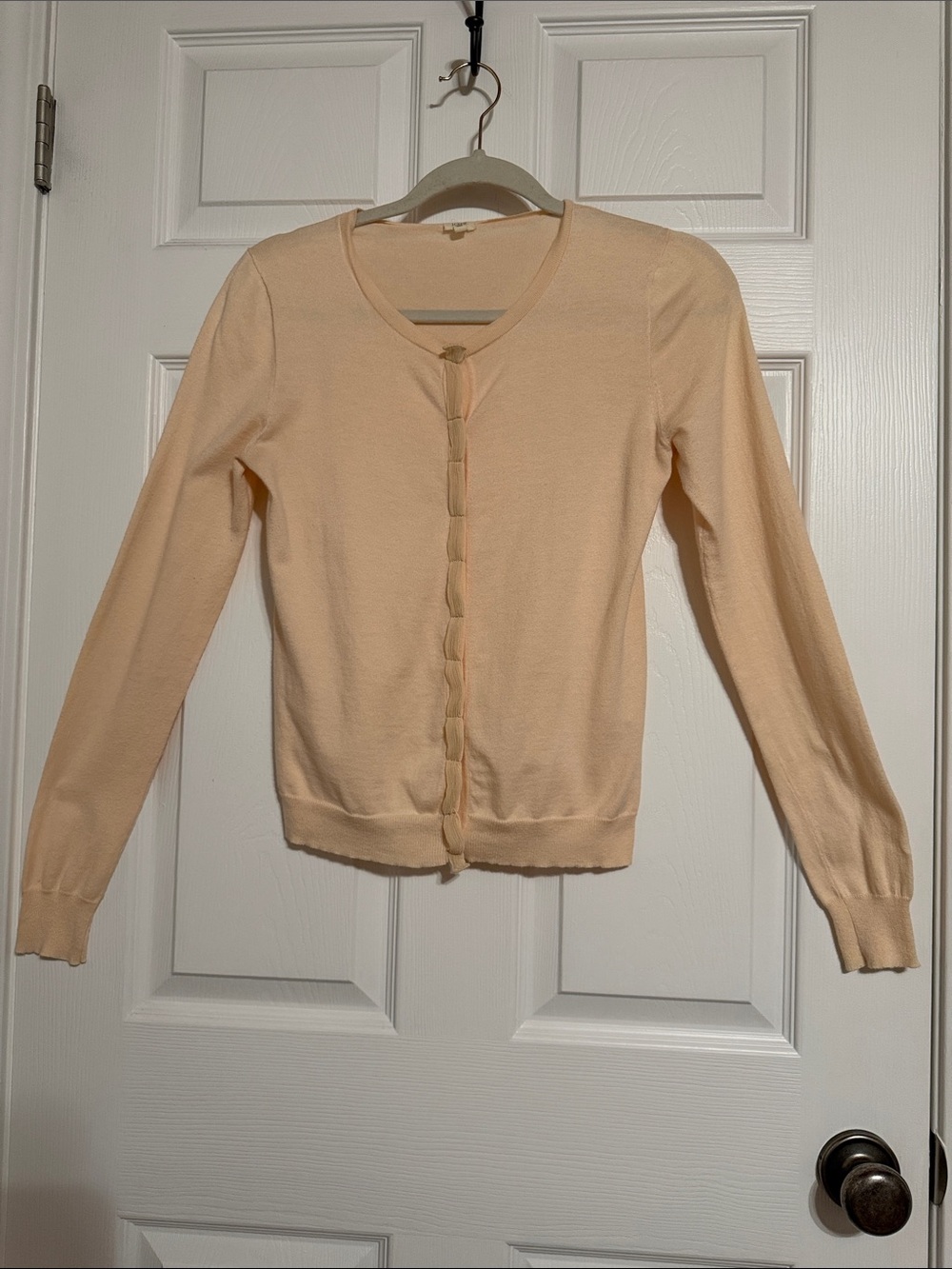 J. Crew Peach Crewneck Button-Front Cardigan